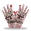 Mujeres Guantes de punto de punto de invierno Guantes de punto acrílico Guantes de jacquard Guantes Mittenos Mittenos